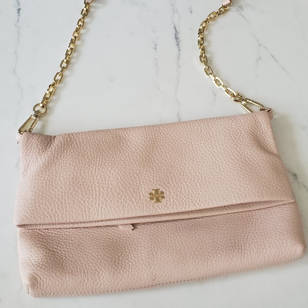 Tory Burch blush pink foldover crossbody bag